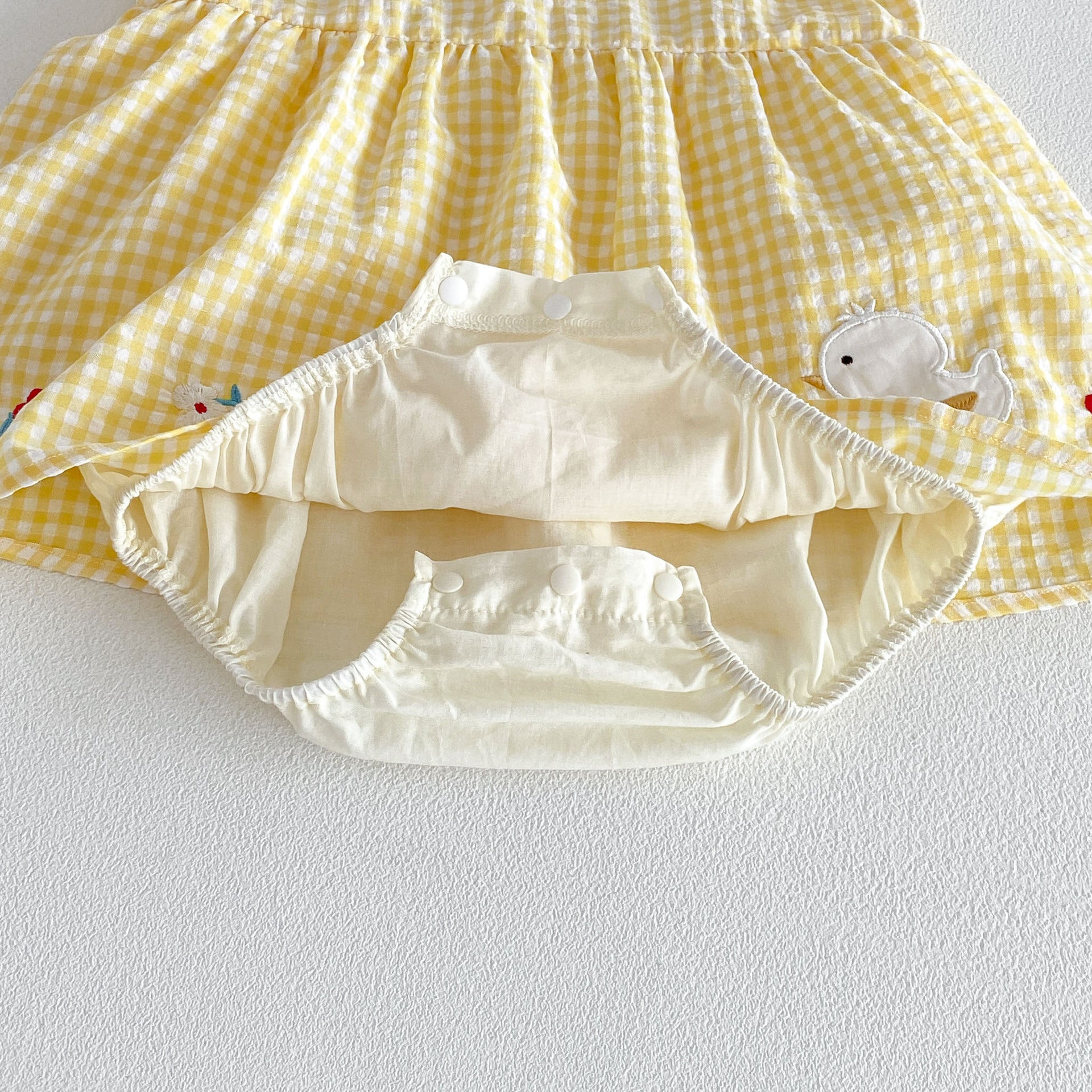 Baby Summer Clothes Romper Girl Baby Duck Checkered Vest Bodysuit Dress Newborn Crawler A-Class Cotton