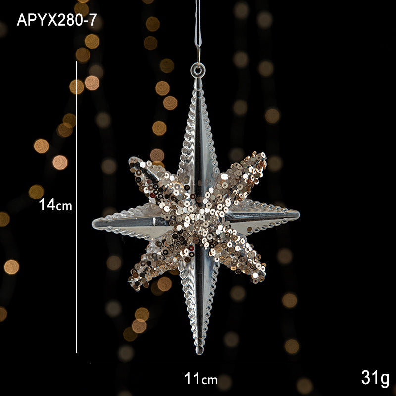 Christmas decoration sequins acrylic pendant transparent snowflake pendant Christmas tree scene decoration props