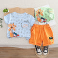 Cartoon short sleeved top and shorts set
