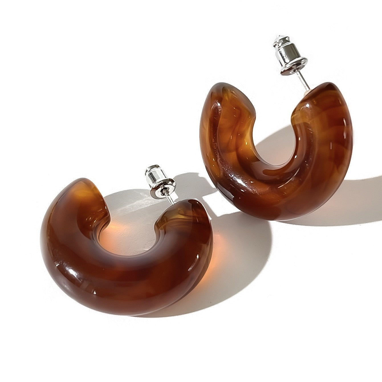 C-shaped acrylic candy mixed color personalized versatile women's earrings