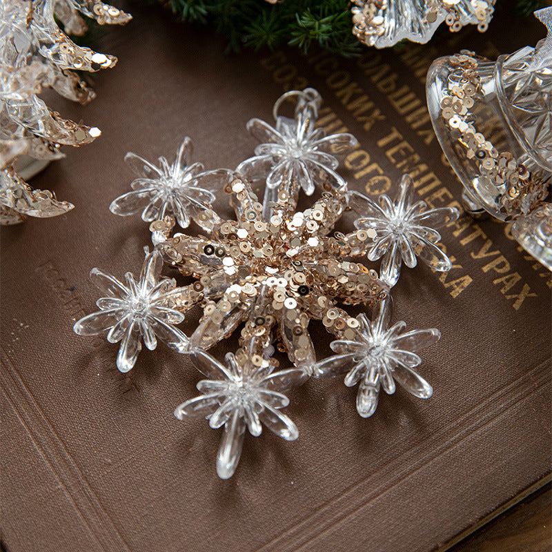 Christmas decoration sequins acrylic pendant transparent snowflake pendant Christmas tree scene decoration props