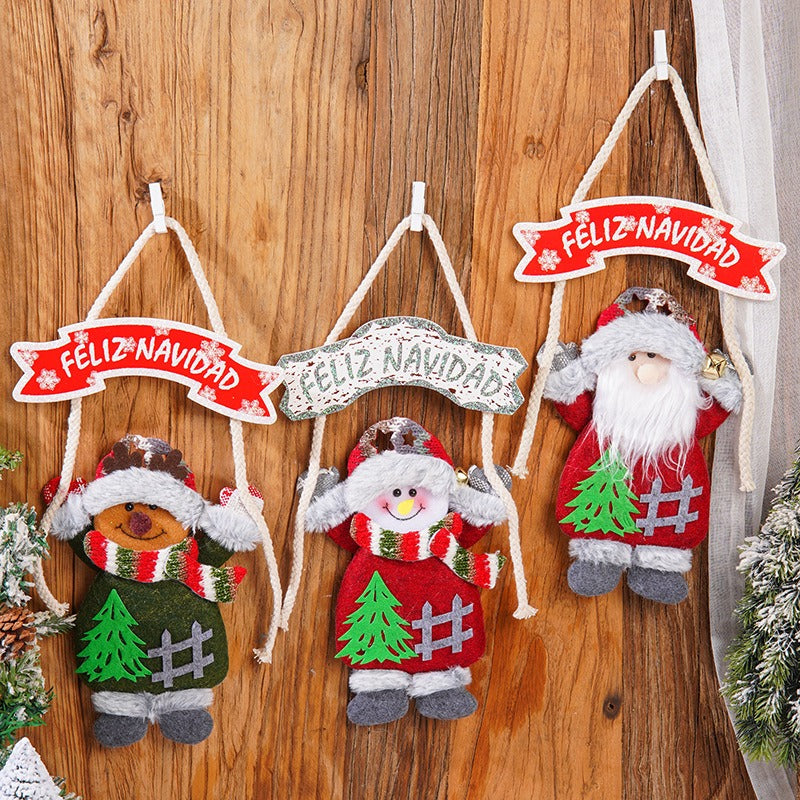 New Cartoon Christmas Small Pendant Hotel Shopping Mall Window Decoration Non woven Christmas Tree Decoration