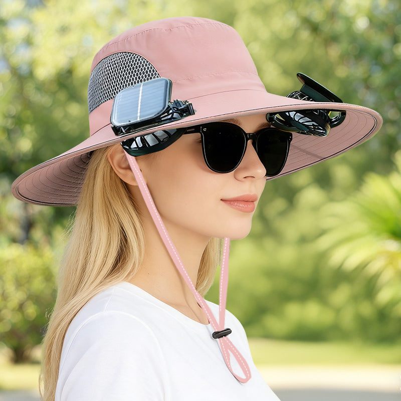 Solar Rechargeable Outdoor Cooling Hat with Adjustable Fans