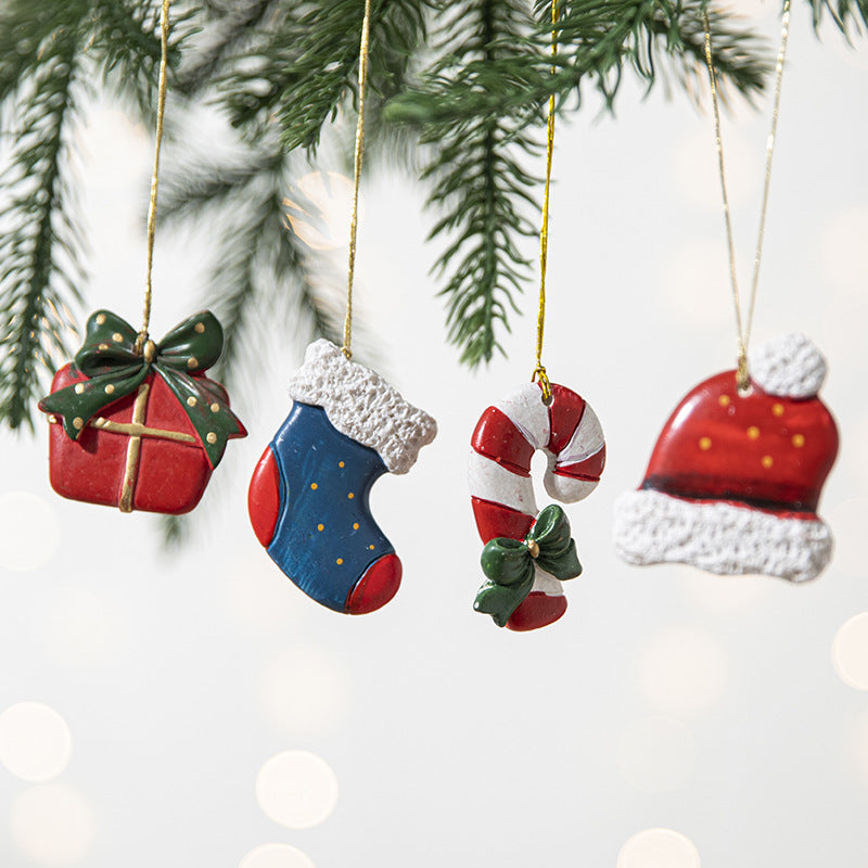 Christmas decorations, colored resin staffs, gift packages, hanging decorations, Christmas tree ornaments