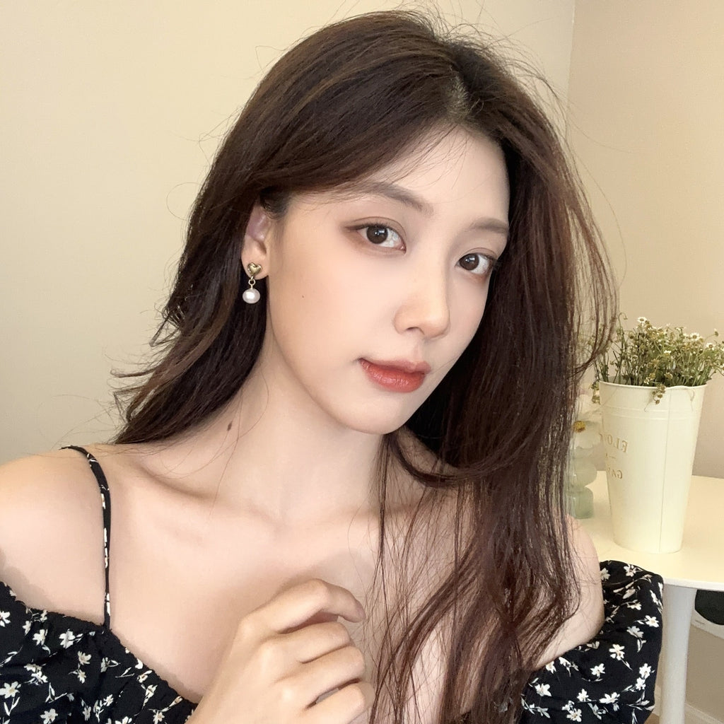 Pearl Love Earrings with Retro Hong Kong Style and Fashionable Style Earrings