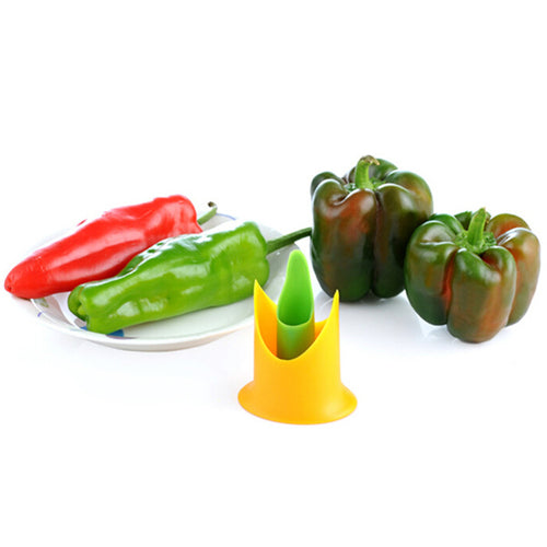 2in1 Pepper Chili Bell Jalapeno Corer Seed Remover Green Pepper Chilli Cutter Corer Slicer Fruit Peeler Kitchen