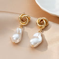 Pearl earrings, women's minimalist retro geometric earrings