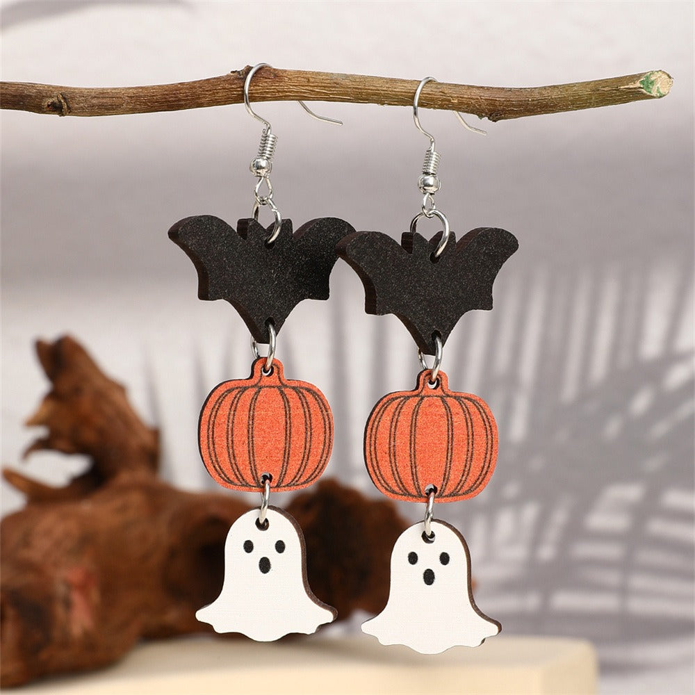 New Halloween Earrings for Women Funny Little Devil Bat Spider Pumpkin Earrings