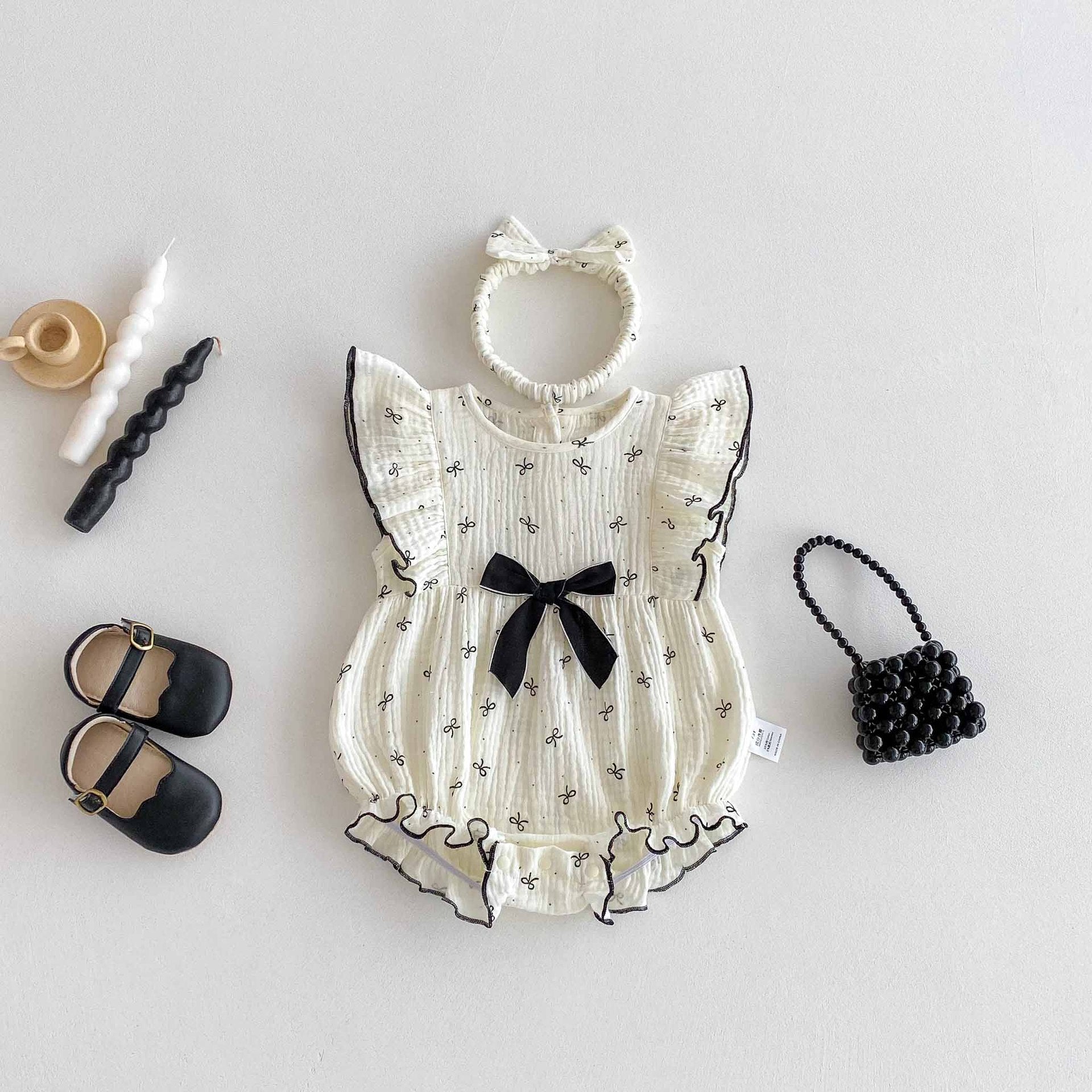 Baby Girl Sleeveless Romper Summer Cotton Gauze Lightweight Infant Bodysuit with Sweet Lace Trim Princess Onesie