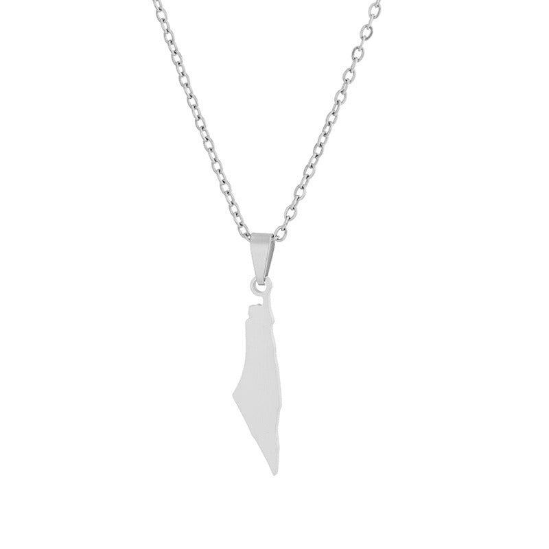 Israel and Palestine Pendant Necklace Stainless Steel Fashion Personality Pendant