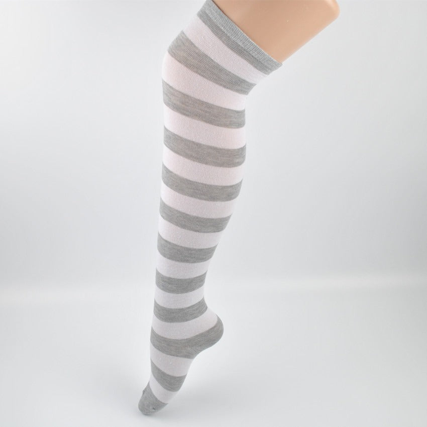 Long tube socks, trendy women's knee length soled socks, Japanese thigh socks, striped high tube socks, colored striped socks