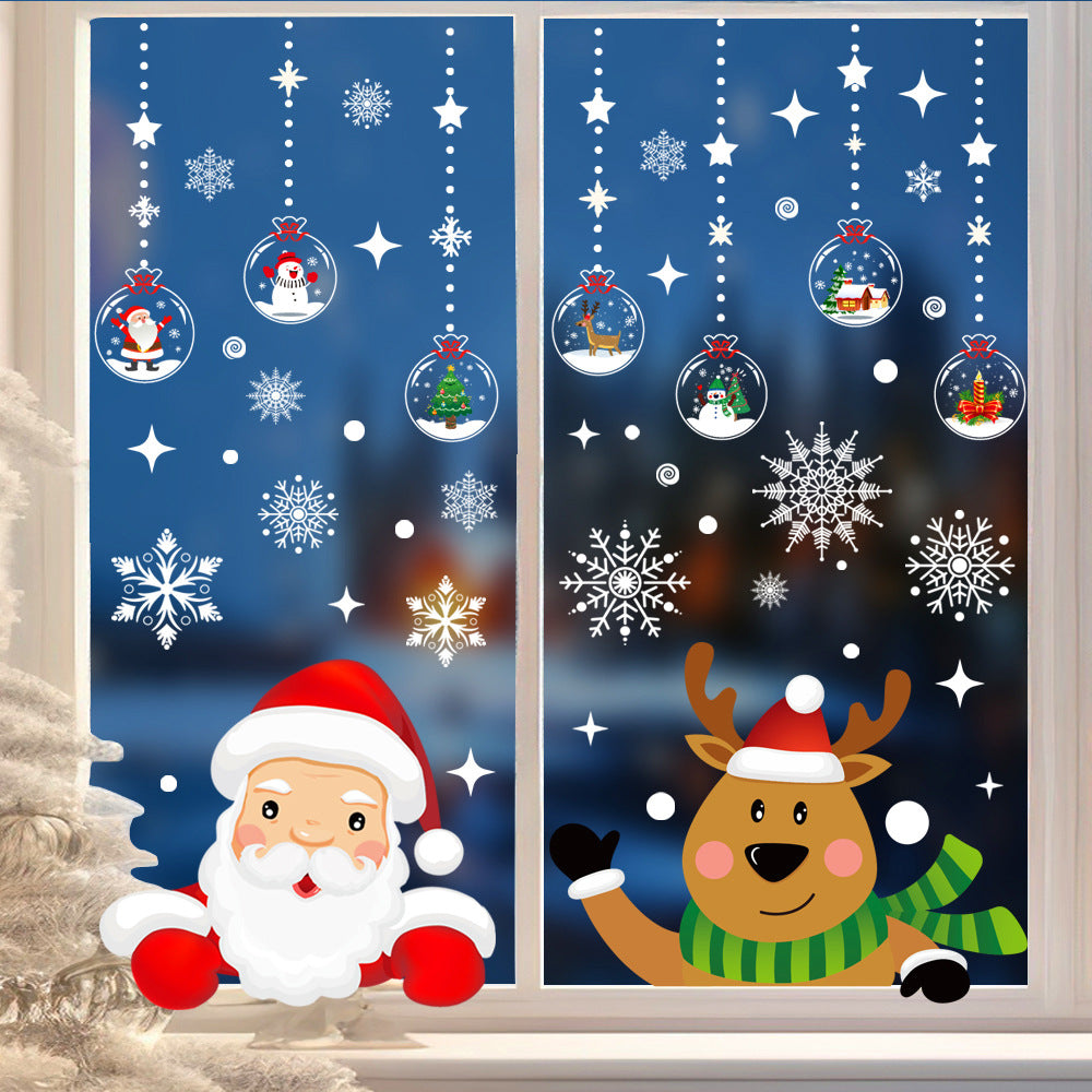 Hot selling Christmas window stickers, glass doors and windows, electrostatic double-sided wall stickers, Christmas peripherals