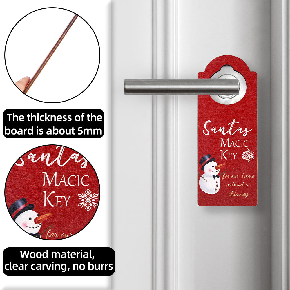 Christmas decorations wooden door hanging Santa Claus snowman party decoration atmosphere decoration door handle pendant