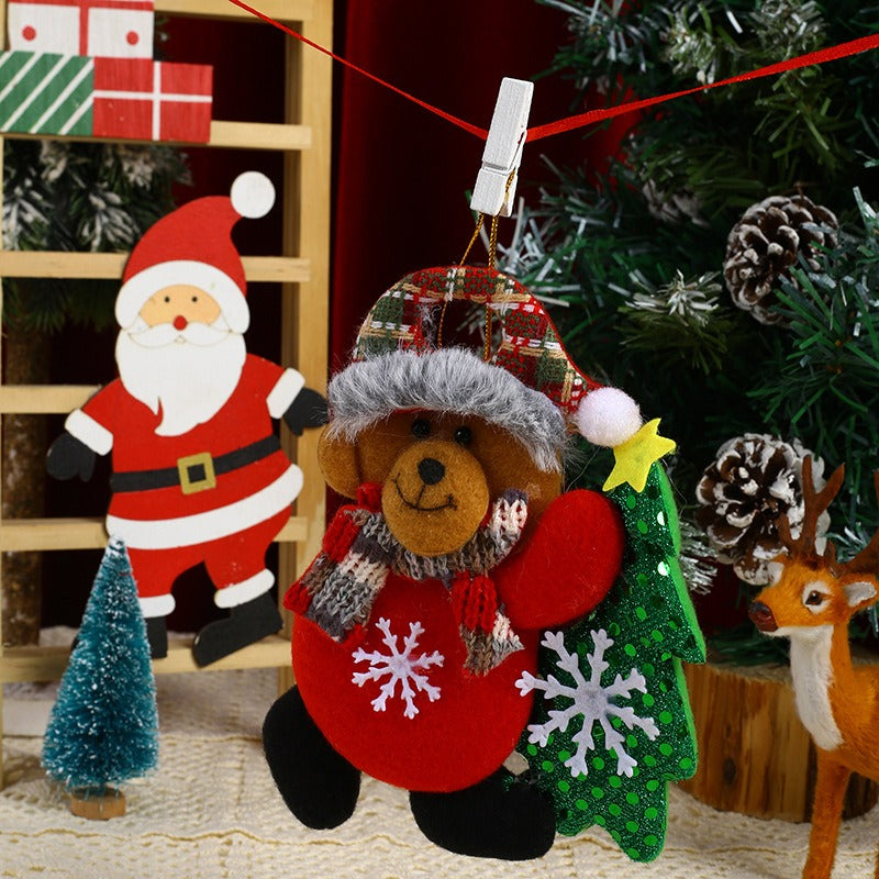 Christmas fabric ornaments Christmas tree ornaments velvet tree hugging figurines hanging gifts