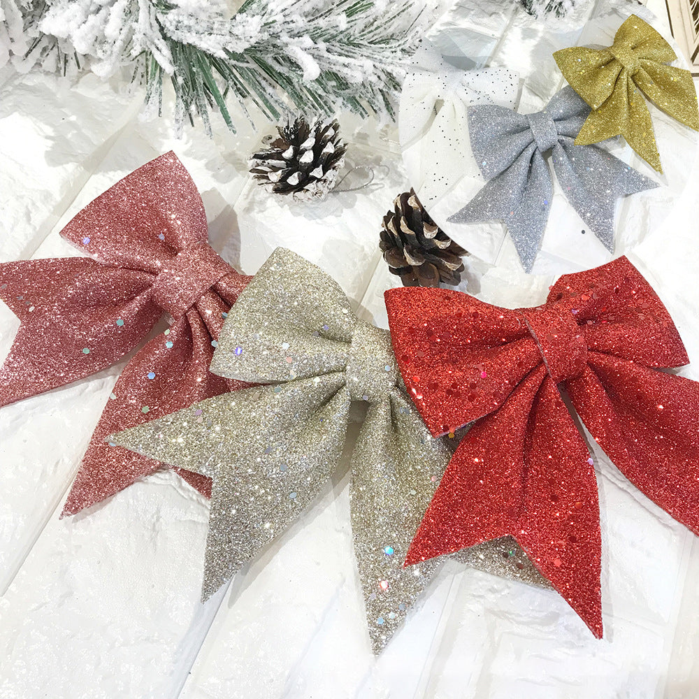 Christmas Bow Pearl Cotton Gold Powder Bow Christmas Tree Pendant Hotel Mall KTV Decoration Supplies
