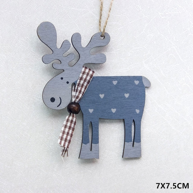 New Year Natural Wood Christmas Tree Ornament Wooden Pendant Xmas Gift Noel Christmas Decoration for Home Navidad Deco