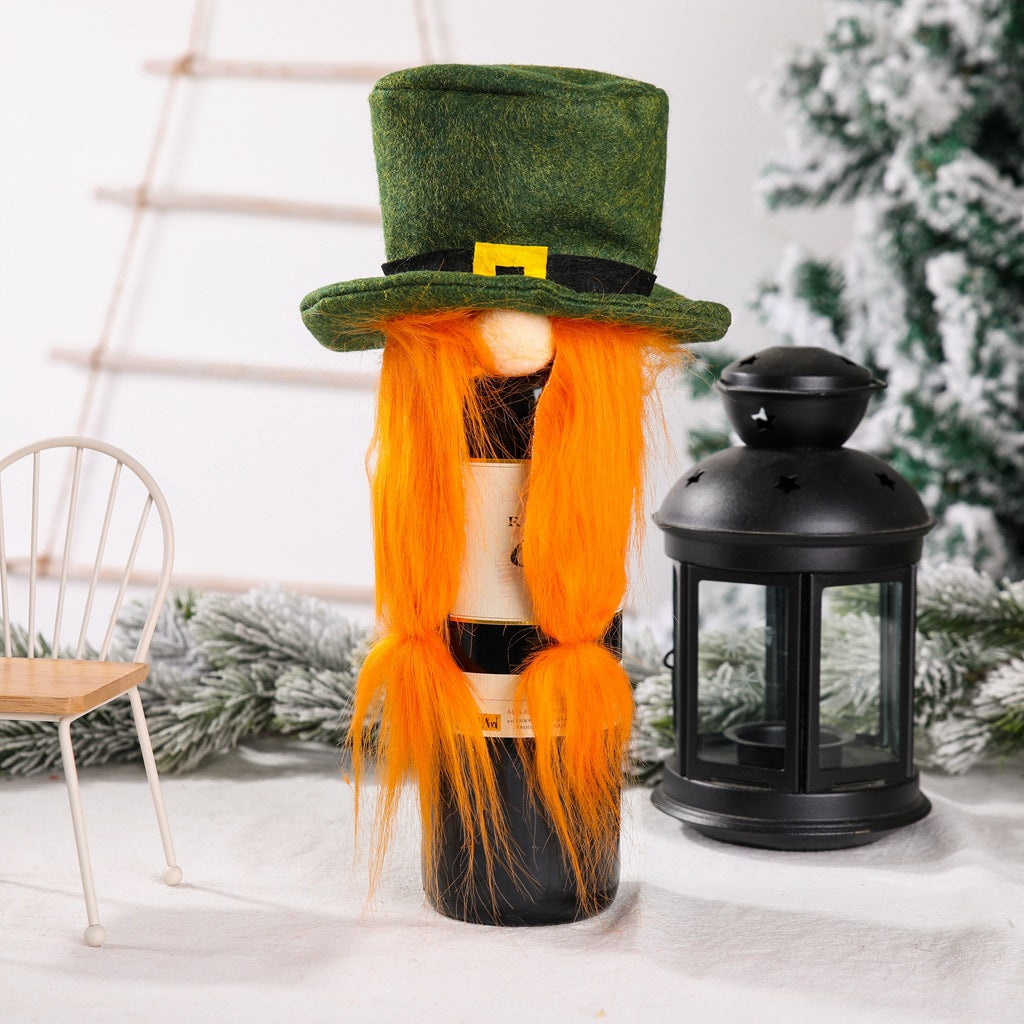 Christmas Decoration Rudolf Faceless Doll Wine Bottle Set Santa Claus Wine Bag Restaurant Holiday Dress Up