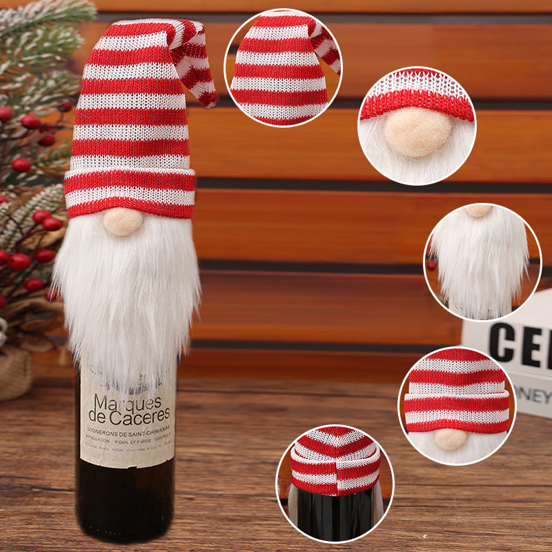 Christmas Decorations Faceless Doll Wine Bottle Cap Knitted Forest Elderly Wine Bottle Cover Restaurant Decoration