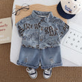 Short sleeved shirt and shorts set with letter pattern