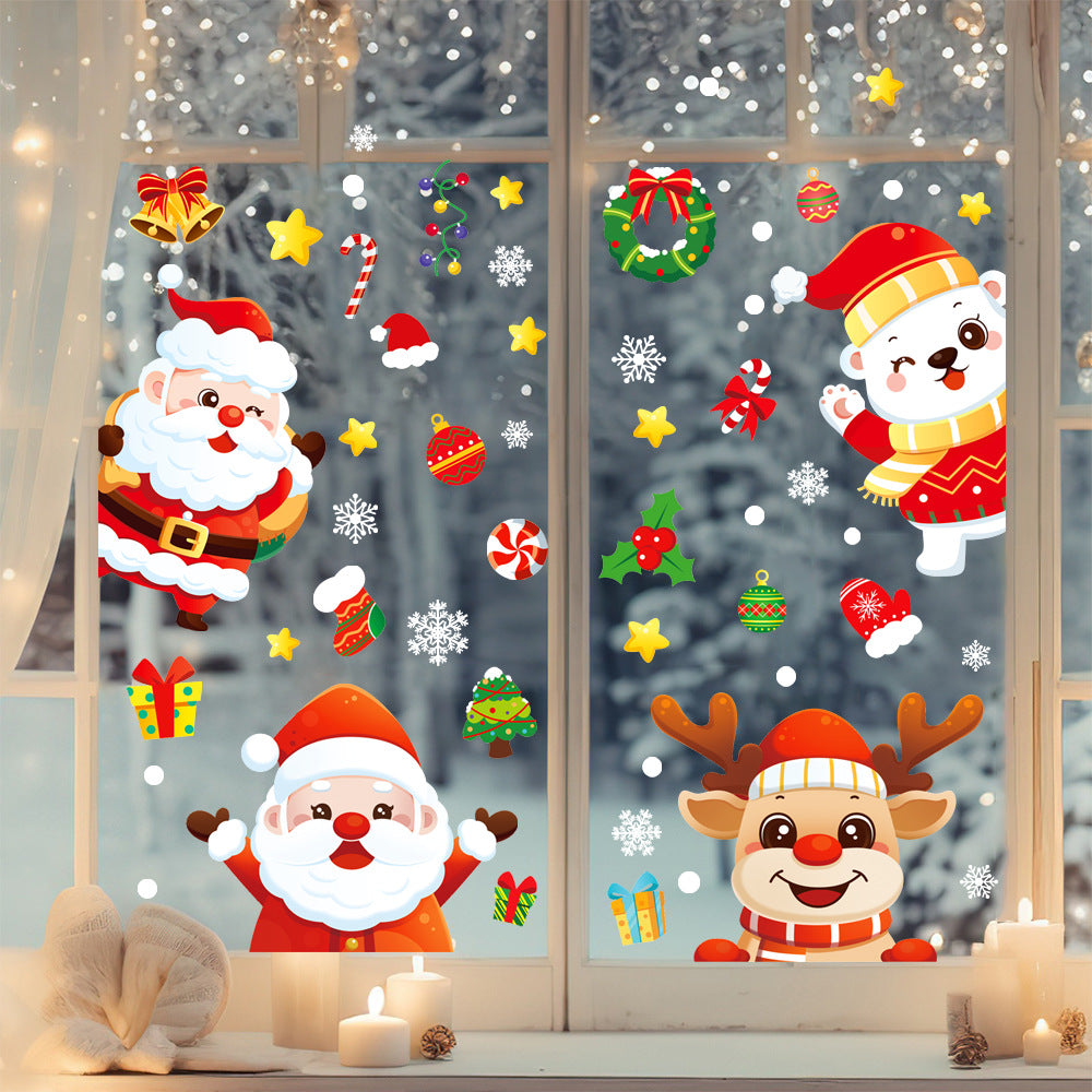Hot selling Christmas window stickers, glass doors and windows, electrostatic double-sided wall stickers, Christmas peripherals