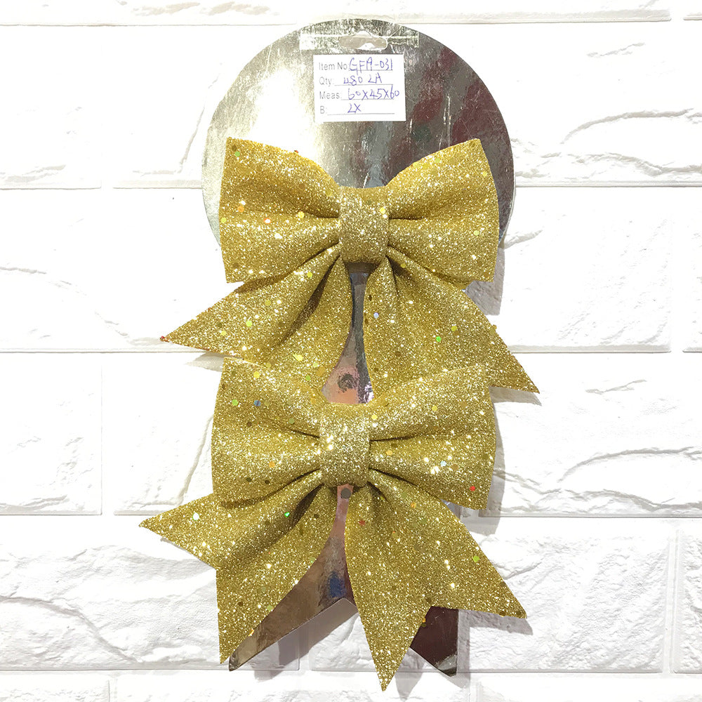 Christmas Bow Pearl Cotton Gold Powder Bow Christmas Tree Pendant Hotel Mall KTV Decoration Supplies