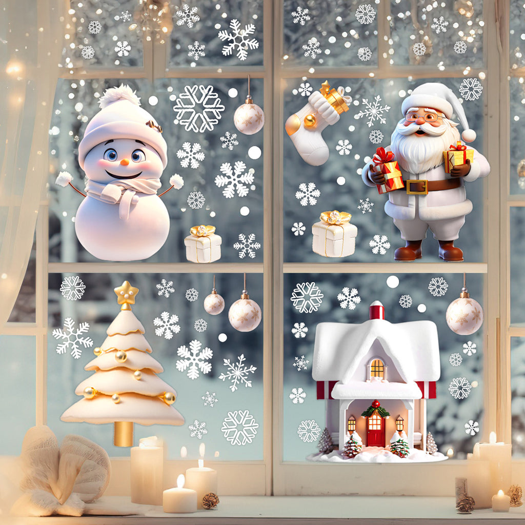 Hot selling Christmas window stickers, glass doors and windows, electrostatic double-sided wall stickers, Christmas peripherals