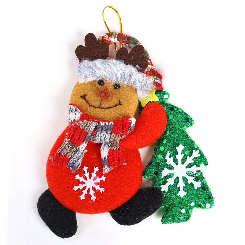 Christmas fabric ornaments Christmas tree ornaments velvet tree hugging figurines hanging gifts