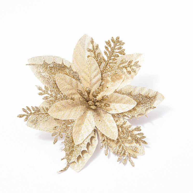 Christmas Decoration Hanging Garland Decoration 14CM High-Grade Gold Edged Red Christmas Flowers