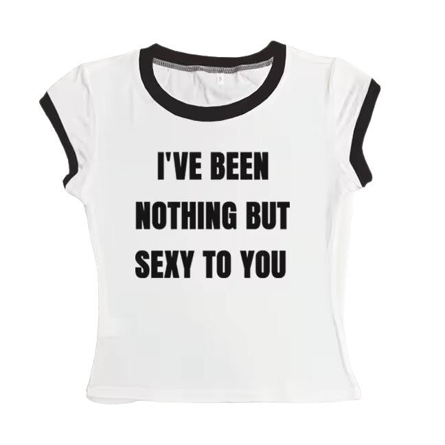 Women's Letter Print Round Neck T-Shirt