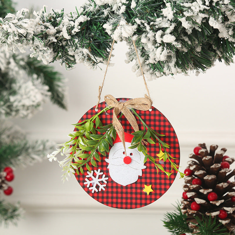 Christmas decorations, flower garlands, door stickers, wooden doorplates, Christmas flower garlands, Santa Claus Christmas pendants