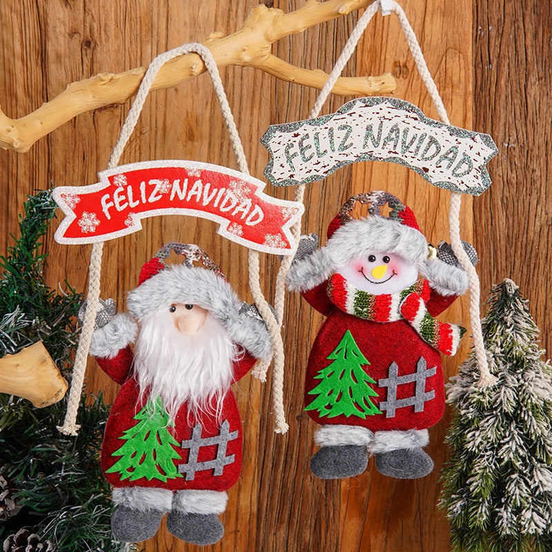 New Cartoon Christmas Small Pendant Hotel Shopping Mall Window Decoration Non woven Christmas Tree Decoration