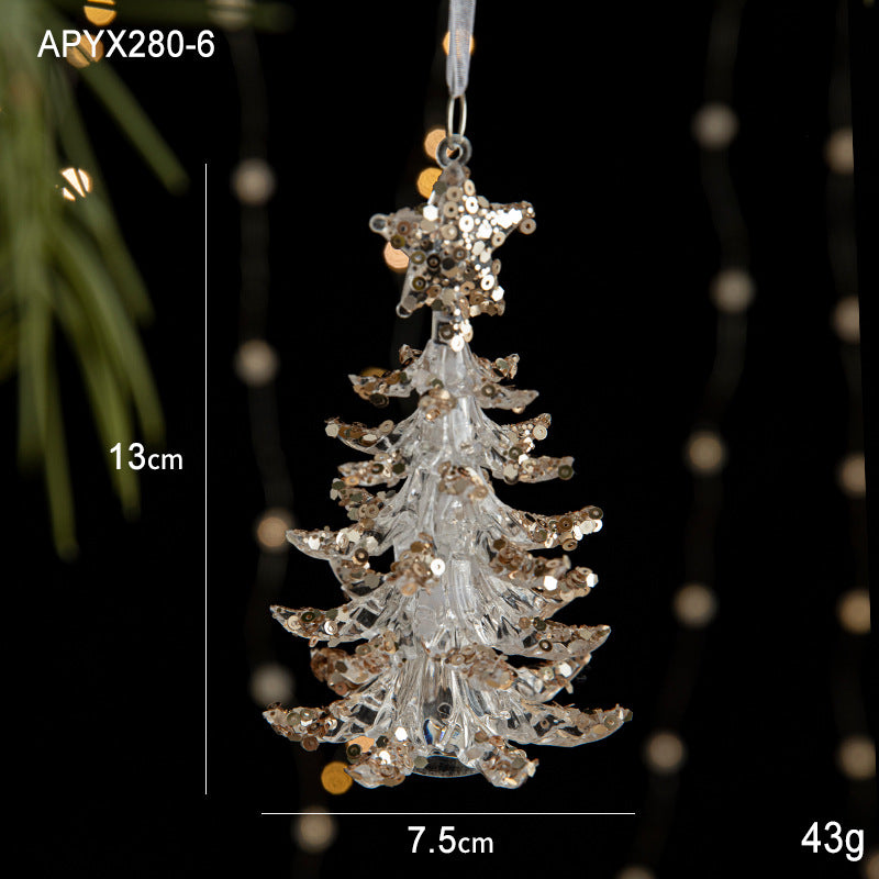 Christmas decoration sequins acrylic pendant transparent snowflake pendant Christmas tree scene decoration props