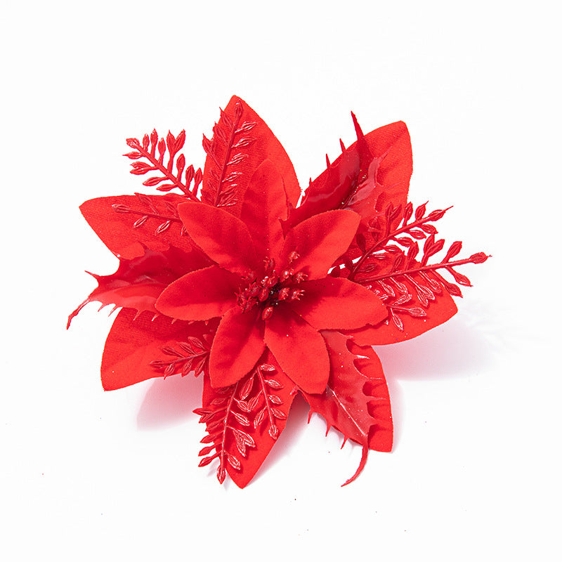 Christmas Decoration Hanging Garland Decoration 14CM High-Grade Gold Edged Red Christmas Flowers