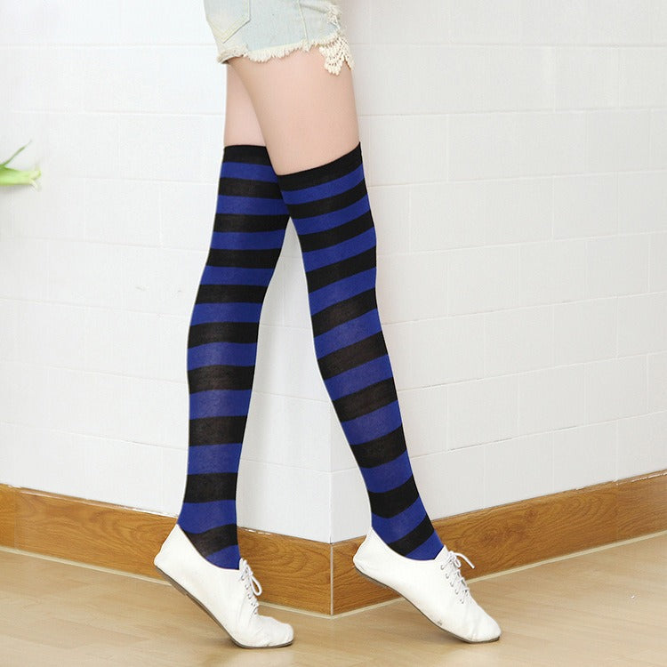 Long tube socks, trendy women's knee length soled socks, Japanese thigh socks, striped high tube socks, colored striped socks