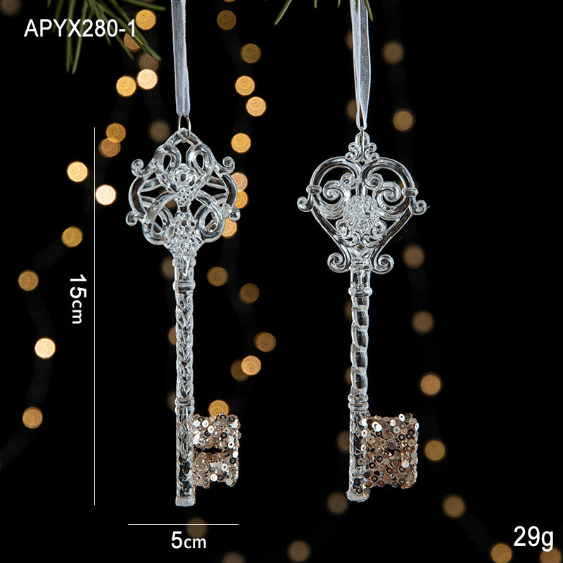 Christmas decoration sequins acrylic pendant transparent snowflake pendant Christmas tree scene decoration props