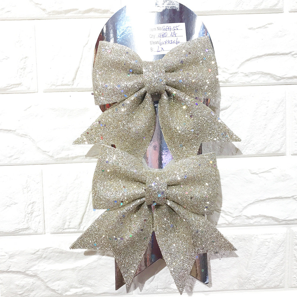 Christmas Bow Pearl Cotton Gold Powder Bow Christmas Tree Pendant Hotel Mall KTV Decoration Supplies