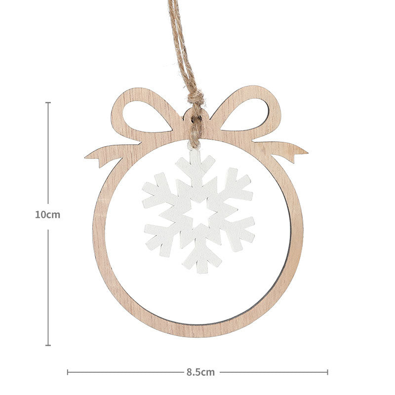 Christmas decorations, wooden Christmas hollowed out Christmas tree ornaments, wooden five pointed star reindeer snowflake ornaments