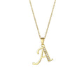 Jewelry English Letter Copper Zircon Pendant Women's Stainless Steel Cross Chain 18K Gold Diamond Set Necklace