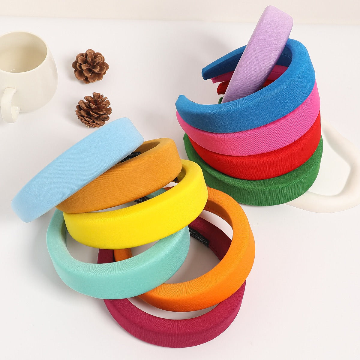 New hairband sponge thickened and widened headband high skull top hair clip mesh red wide edge pressed hair headwear for women