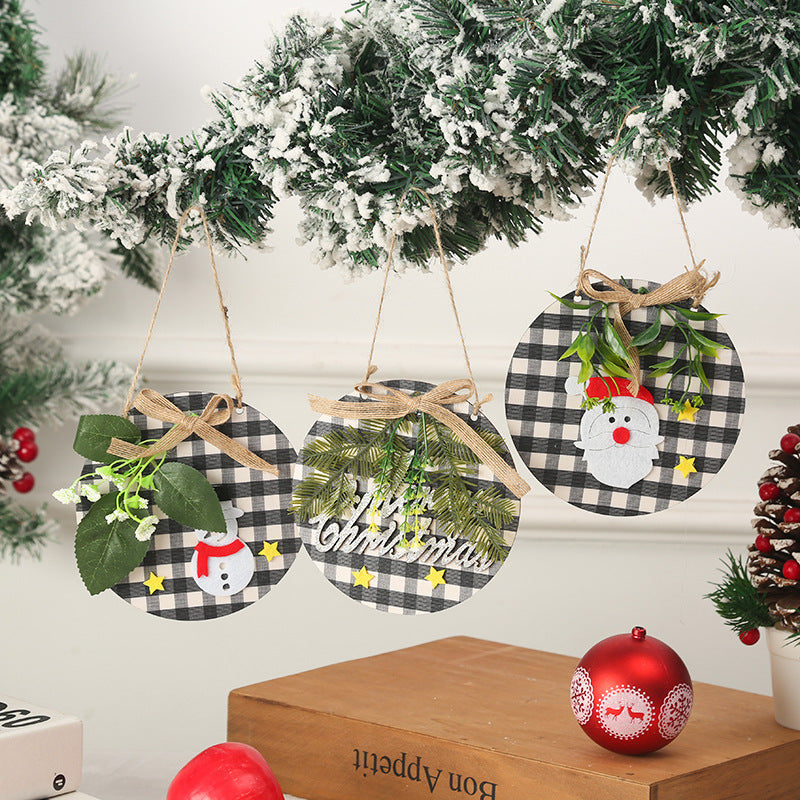 Christmas decorations, flower garlands, door stickers, wooden doorplates, Christmas flower garlands, Santa Claus Christmas pendants