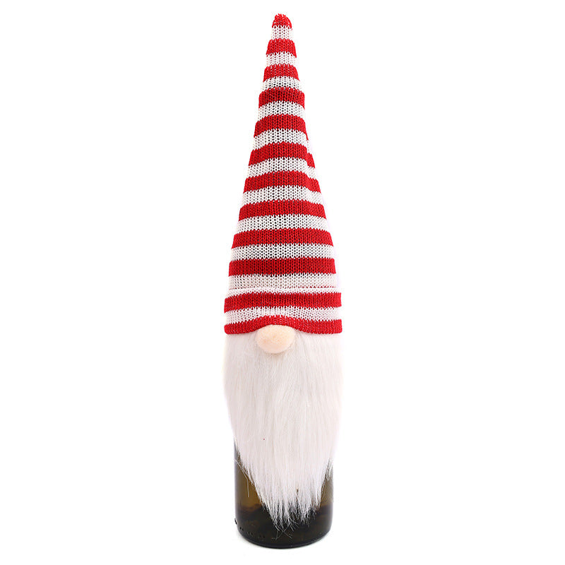 Christmas Decorations Faceless Doll Wine Bottle Cap Knitted Forest Elderly Wine Bottle Cover Restaurant Decoration