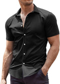 Mens Classic Business Casual Short Sleeve Shirt