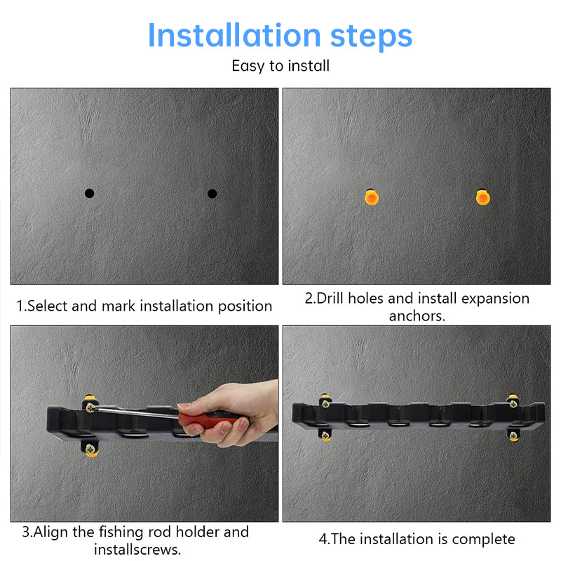 1pc 6-hole fishing rod wall mount, vertical/horizontal display frame