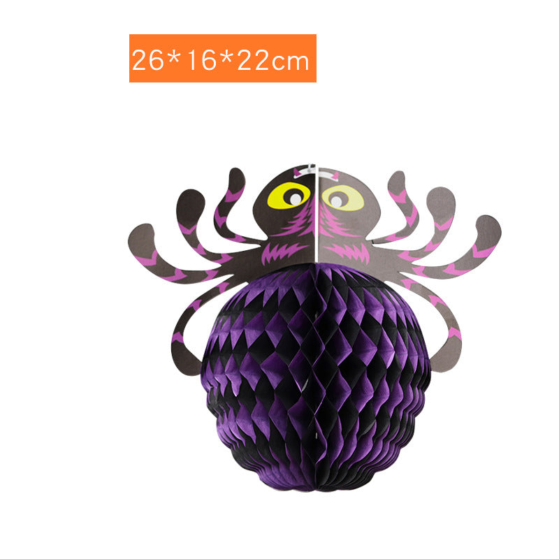 Honeycomb Bat Paper Pendant Halloween Decoration Props Supplies Spider Three-Dimensional Paper Honeycomb Pumpkin Hat Ornament
