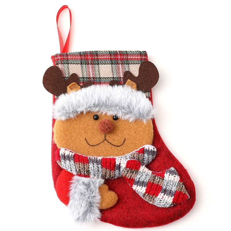 New Christmas Socks Christmas Decorations Retro Plush Christmas Socks Gift Bag
