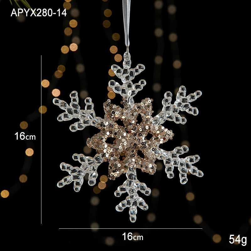 Christmas decoration sequins acrylic pendant transparent snowflake pendant Christmas tree scene decoration props