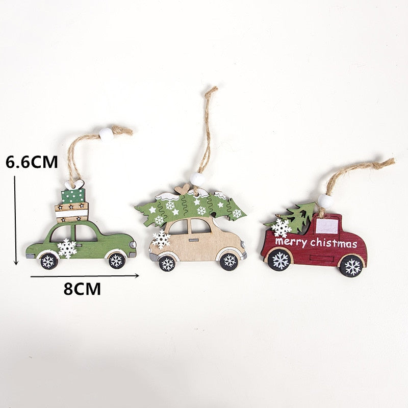 New Year Natural Wood Christmas Tree Ornament Wooden Pendant Xmas Gift Noel Christmas Decoration for Home Navidad Deco