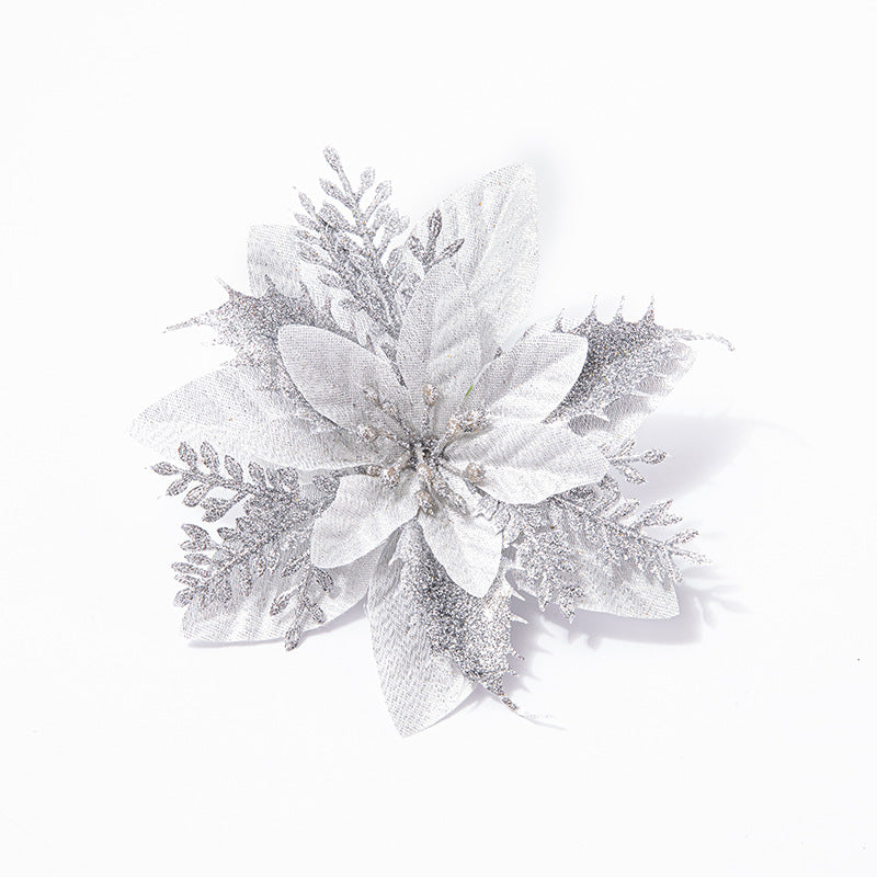 Christmas Decoration Hanging Garland Decoration 14CM High-Grade Gold Edged Red Christmas Flowers