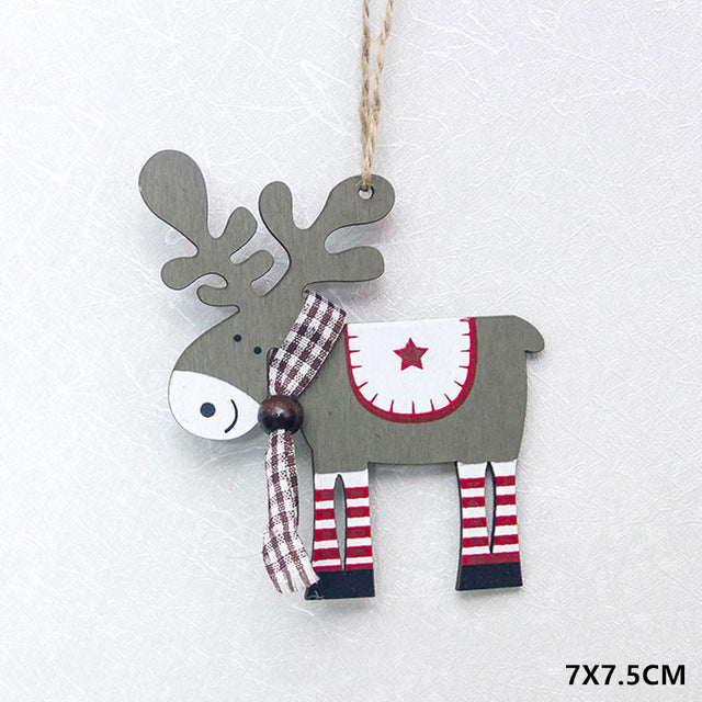 New Year Natural Wood Christmas Tree Ornament Wooden Pendant Xmas Gift Noel Christmas Decoration for Home Navidad Deco
