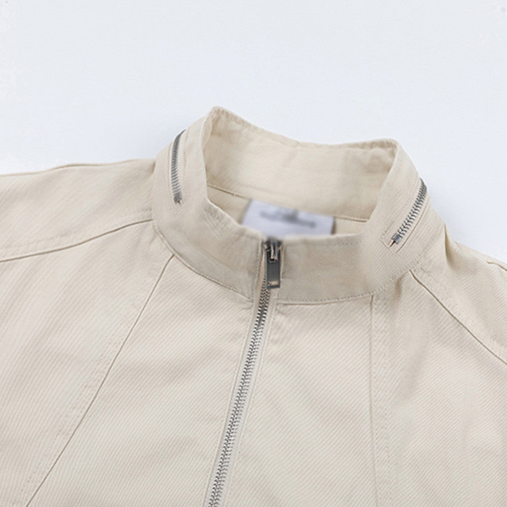 Mens Workwear Vest Stand Collar Zipper Cardigan